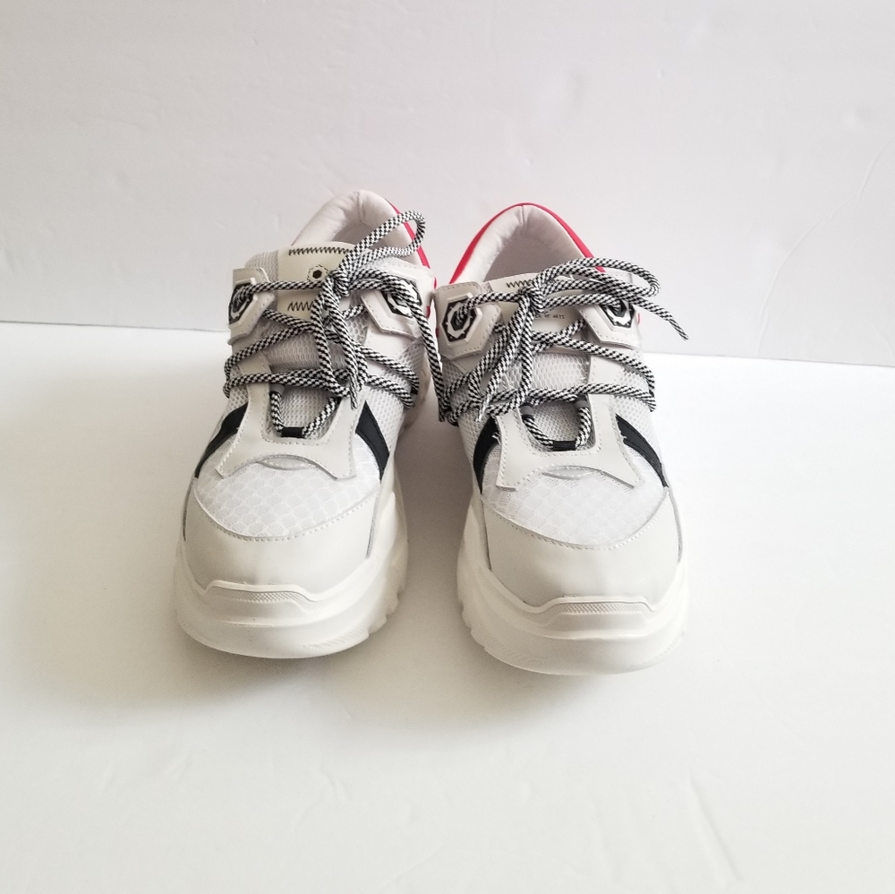 MOA Master Of Arts Lace Up White Red Mesh Leather Sneakers Size 40 US 9.5 - Picture 7 of 8